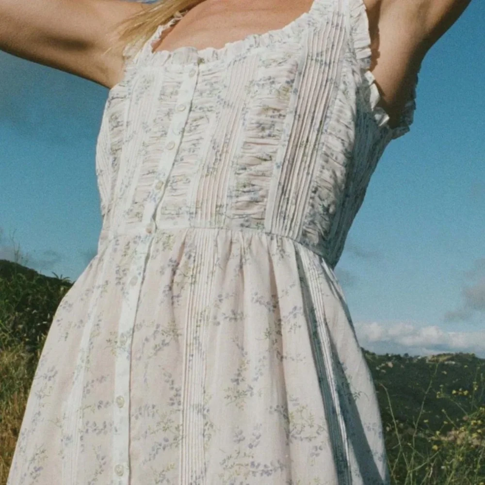 Doen Claribelle Cotton Ruffle Sleeveless Midi Maxi Dress Blanc Bluebell Ballad - Picture 4 of 16
